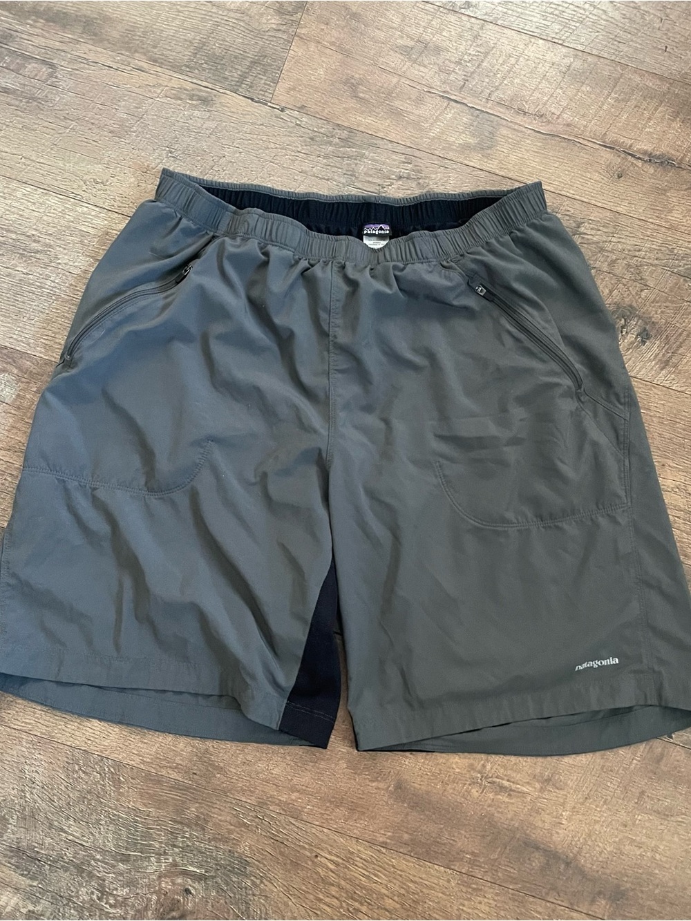 Patagonia Men's Dark Gray Athletic Shorts with Black Waistband